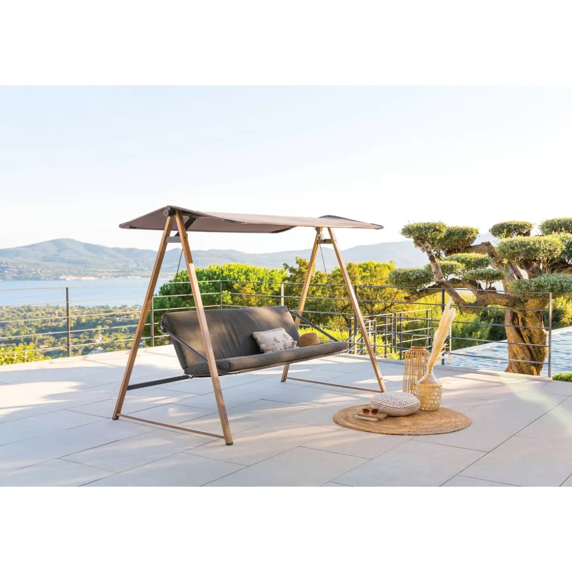 Balancelle de jardin SOLY Honey & Charbon