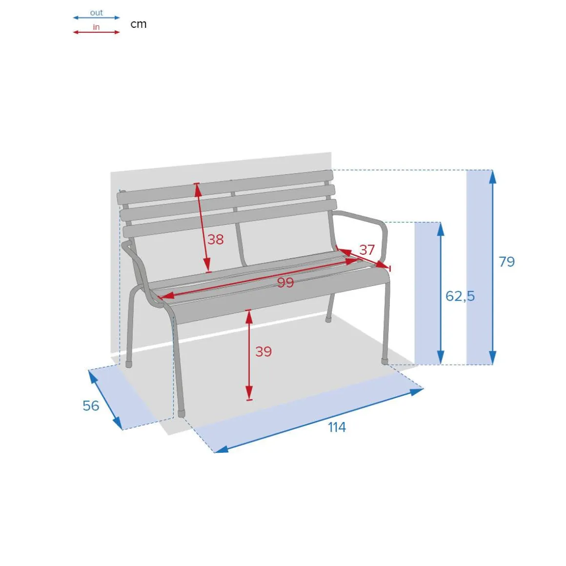 Banc de jardin GREENSBORO Argile