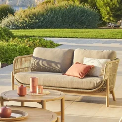 Canapé de jardin DEONA Taupe & Acacia