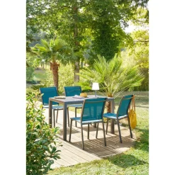 Chaise de jardin empilable ESSENTIA Bleu canard & Graphite