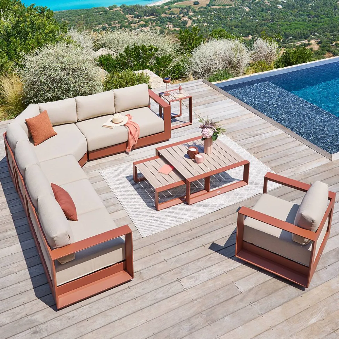 Chauffeuse de jardin ALLURE Beige / Acajou