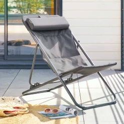 Chilienne de jardin empilable pliable MIRAEL Anthracite / Graphite