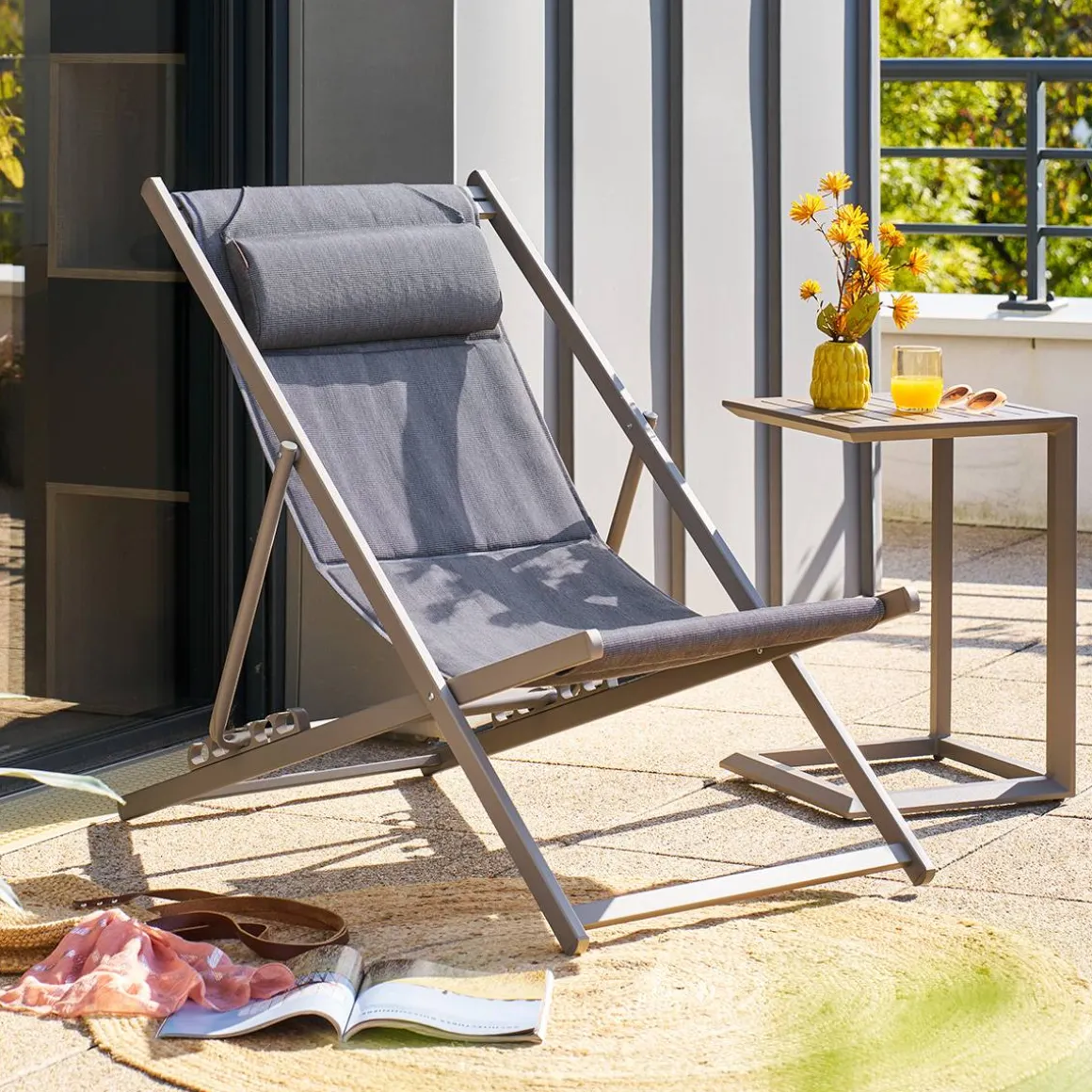 Chilienne de jardin pliable LUNIVIA Café