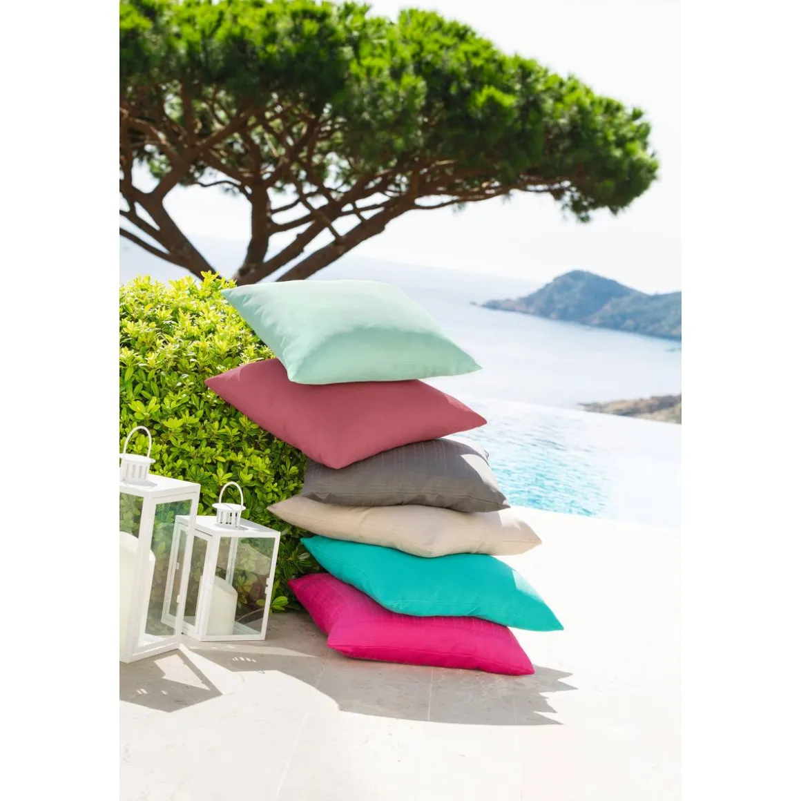 Coussin déco d'extérieur KORAI Ardoise