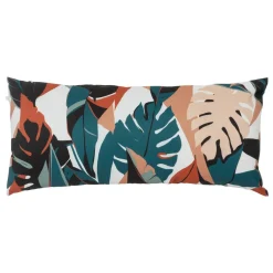 Coussin déco d'intérieur et d'extérieur DEYO motif Feuilles Bleu canard