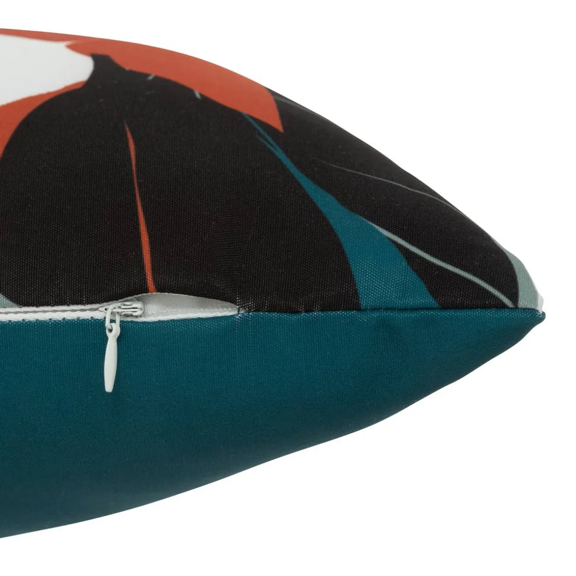 Coussin déco d'intérieur et d'extérieur DEYO motif Feuilles Bleu canard