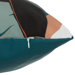 Coussin déco d'intérieur et d'extérieur DEYO motif Feuilles Bleu canard