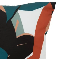 Coussin déco d'intérieur et d'extérieur DEYO motif Feuilles Bleu canard
