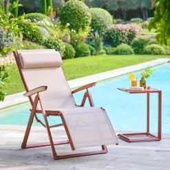Ensemble fauteuil DECIMA + table d’appoint EVASION Acajou