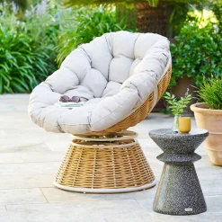 Ensemble fauteuil rotatif NYMELY + table d’appoint ALTURIO