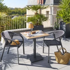 Ensemble table de bistro LAMBADA + 2 chaises empilables RIU Graphite