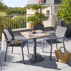 Ensemble table de bistro LAMBADA + 2 chaises empilables ESSENTIA Graphite