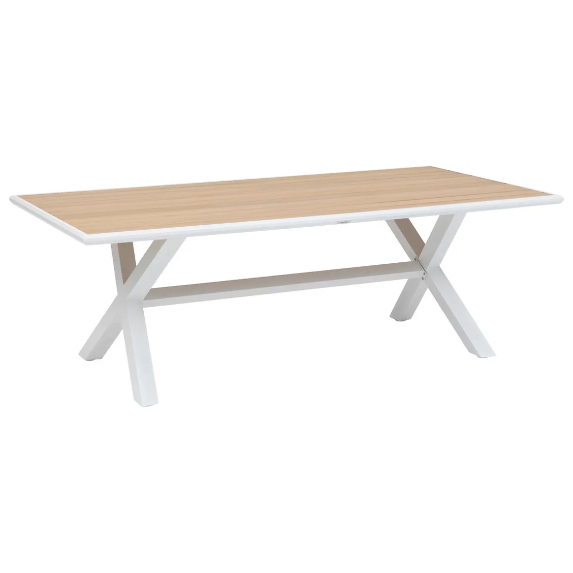 Ensemble table de jardin AXIOME + 8 fauteuils empilables ESSENTIA Blanc