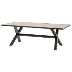 Ensemble table de jardin AXIOME Vanille & Marron + 8 fauteuils DIESE Praline