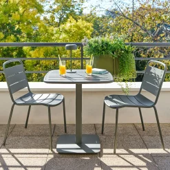 Ensemble table de jardin carrée + 2 chaises ALEGORIA Laurier