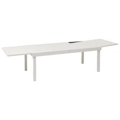 Ensemble table de jardin extensible + 12 fauteuils empilables PIAZZA Argile