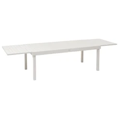 Ensemble table de jardin extensible + 12 fauteuils empilables PIAZZA Argile