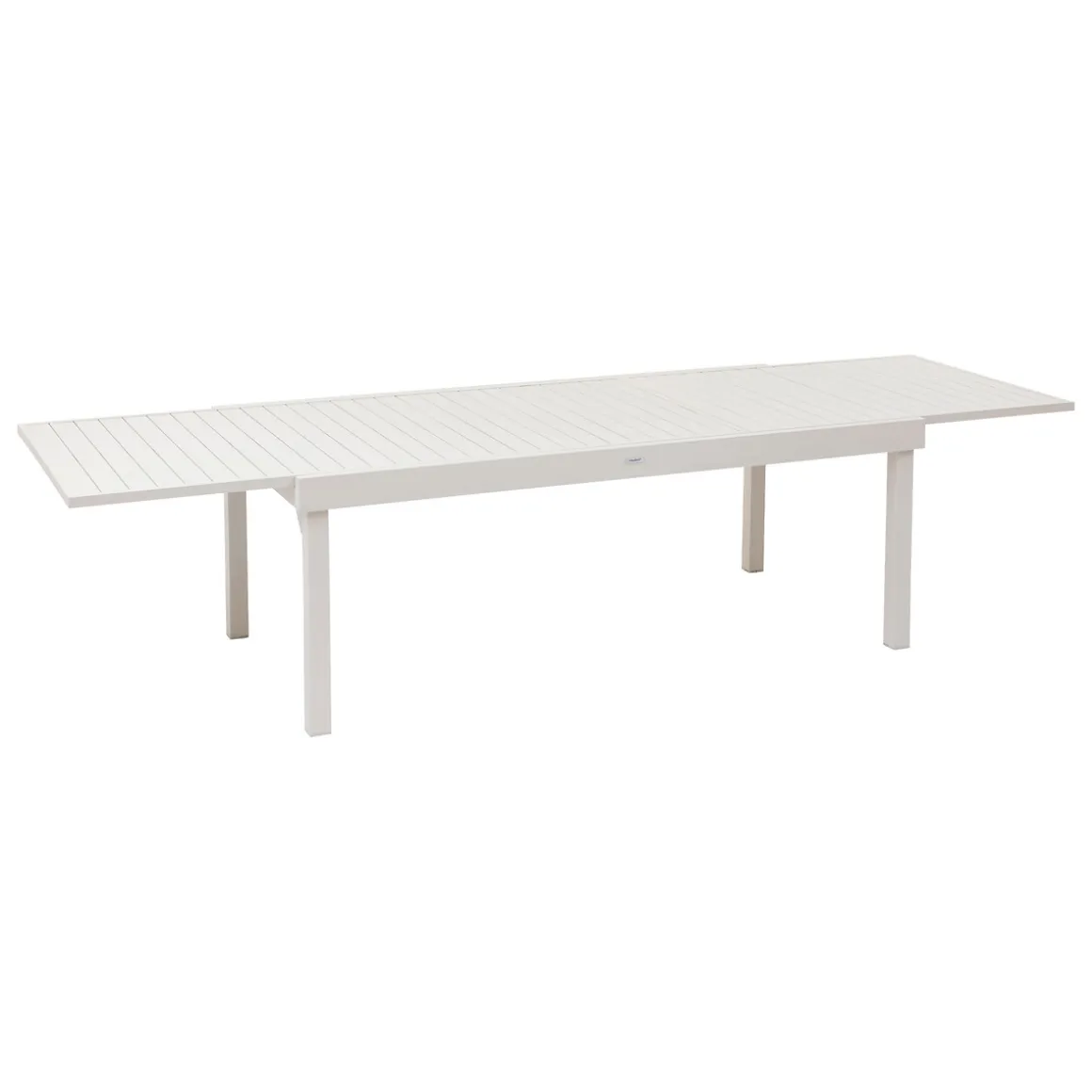 Ensemble table de jardin extensible + 12 fauteuils empilables PIAZZA Argile