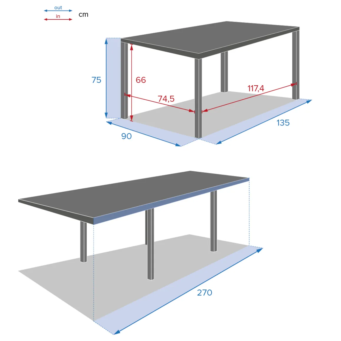 Ensemble table de jardin extensible + 10 fauteuils PIAZZA Graphite