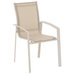 Ensemble table de jardin extensible ÉVASION + 10 fauteuils empilables AXANT Argile & Lin