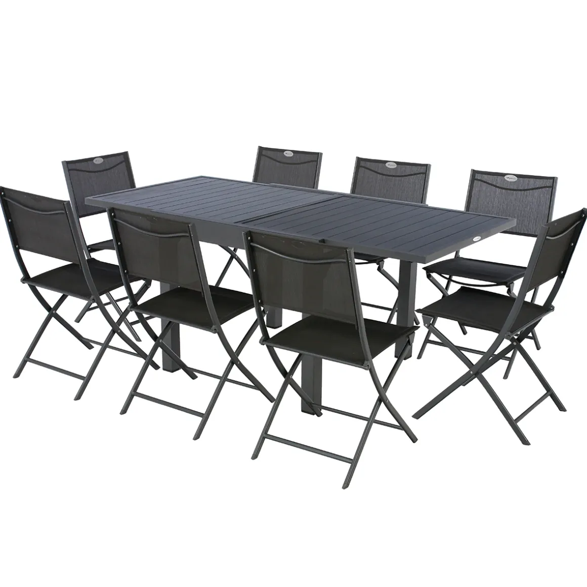 Ensemble table de jardin extensible PIAZZA + 2 lots de 4 chaises MODULA Graphite