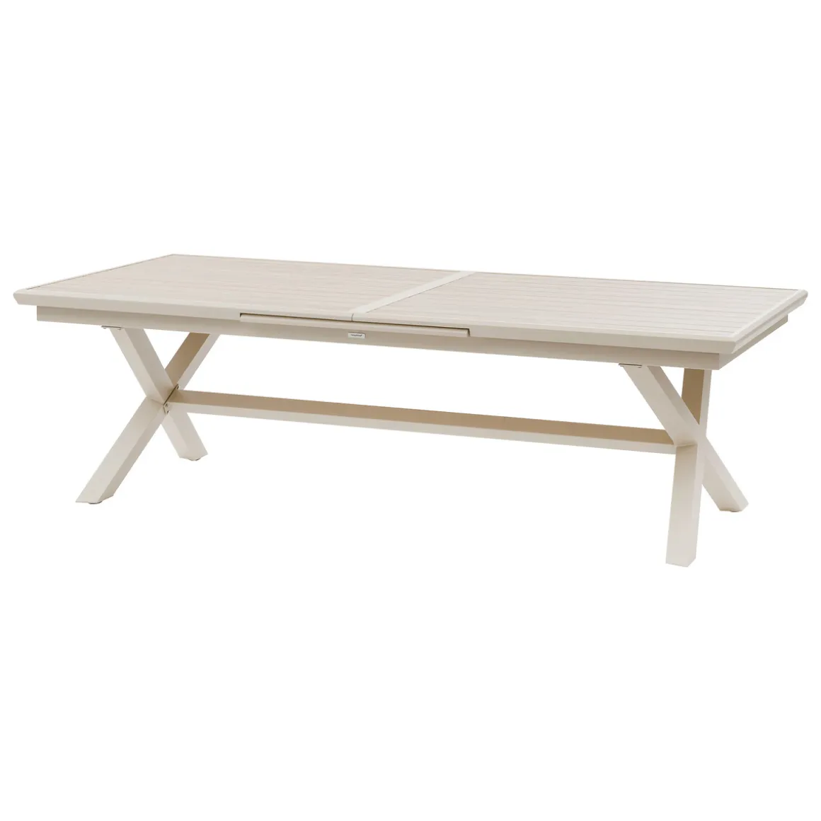 Ensemble table de jardin extensible AXIOME + 12 fauteuils empilables DIESE Argile