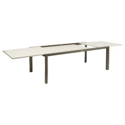 Ensemble table de jardin extensible LUZANE + 12 fauteuils RIU Argile & Café