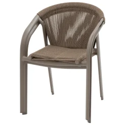 Ensemble table de jardin extensible LUZANE + 12 fauteuils RIU Argile & Café