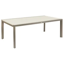 Ensemble table de jardin extensible LUZANE + 12 fauteuils RIU Argile & Café