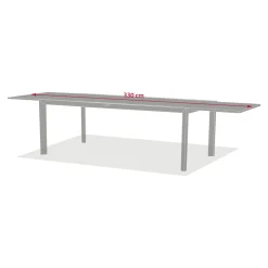 Ensemble table de jardin extensible LUZANE + 12 fauteuils ESSENTIA Argile & Café