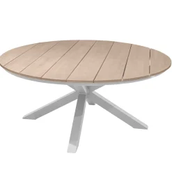 Ensemble table de jardin + 8 fauteuils ORIENGO Acacia / Blanc
