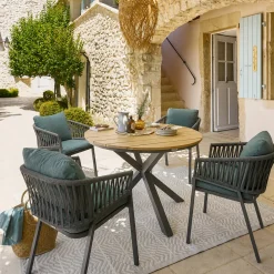 Ensemble table de jardin + 4 fauteuils ORIENGO Acacia / Graphite
