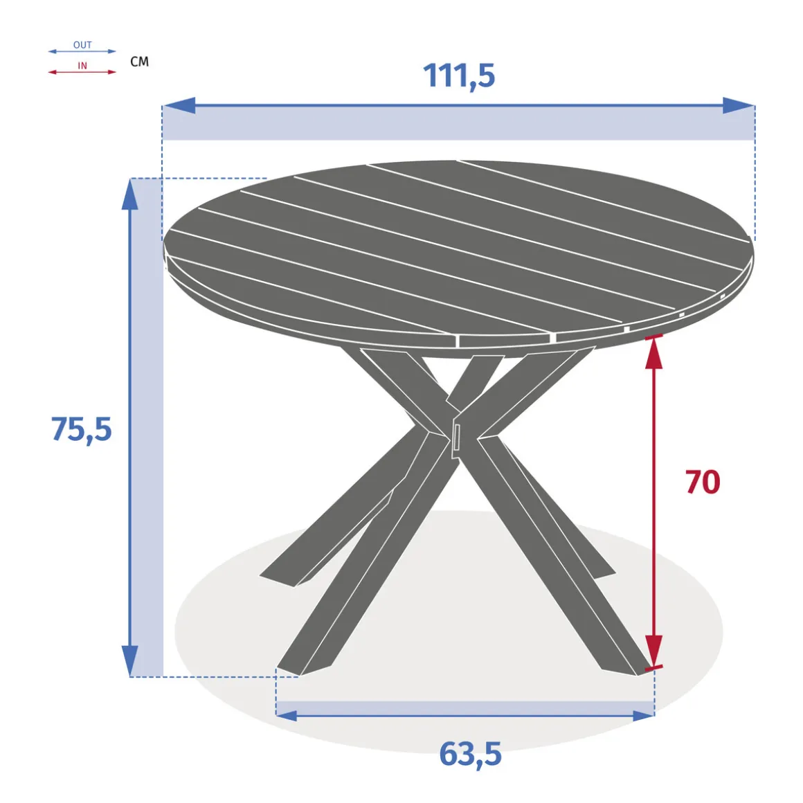 Ensemble table de jardin + 4 fauteuils ORIENGO Acacia / Blanc