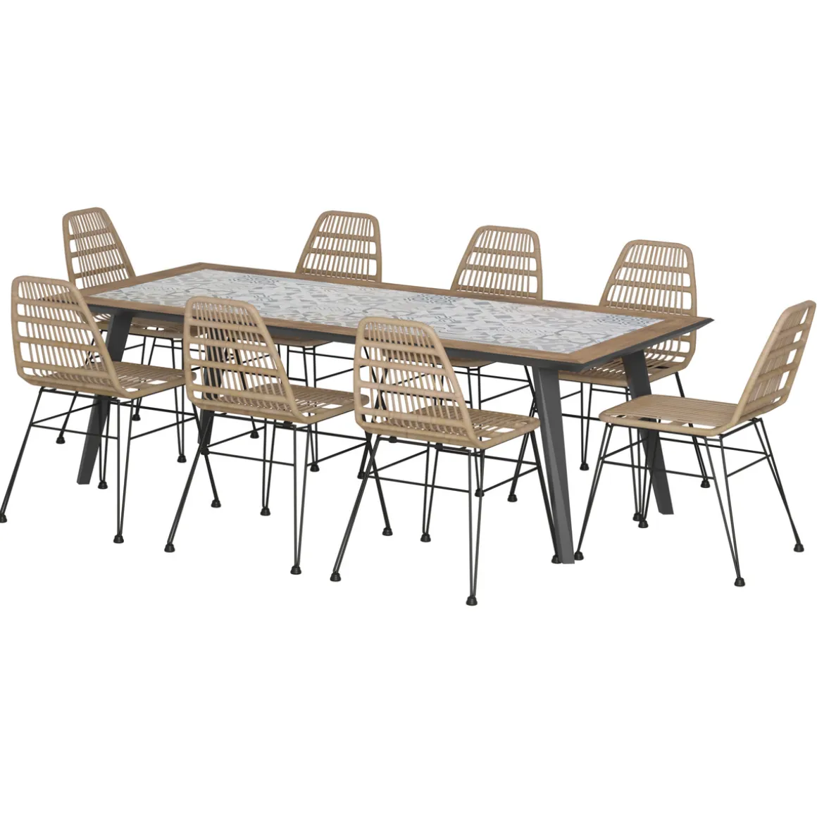 Ensemble table de jardin + 8 fauteuils LAMBADA Graphite