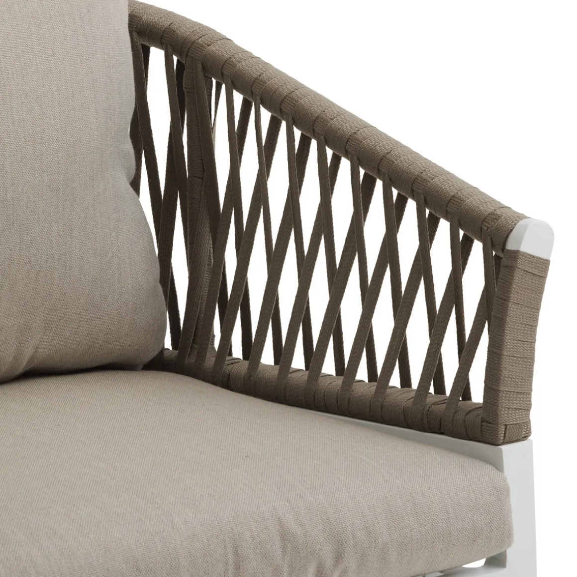 Ensemble table de jardin + 4 fauteuils ORIENGO Acacia / Blanc