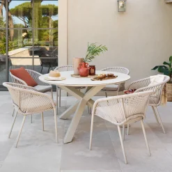 Ensemble table de jardin + 6 fauteuils ORYON Argile