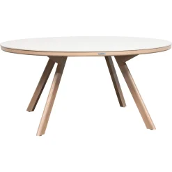 Ensemble table de jardin fixe ronde NELORA + 8 fauteuils MYLORE Ficelle & Miel