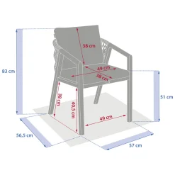 Ensemble table de jardin NELORA + 8 fauteuils MYLORE Miel
