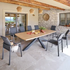 Ensemble table de jardin ORACLION + 10 fauteuils DIESE Graphite