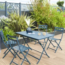 Ensemble table de jardin pliante rectangulaire + 4 chaises GREENSBORO Pétrole