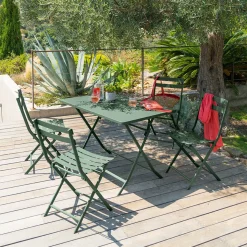 Ensemble table de jardin pliante rectangulaire + 4 chaises GREENSBORO Vert olive
