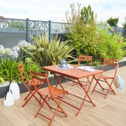Ensemble table de jardin pliante rectangulaire + 4 chaises GREENSBORO Ambre