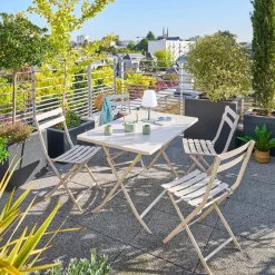 Ensemble table de jardin pliante rectangulaire + 4 chaises GREENSBORO Argile
