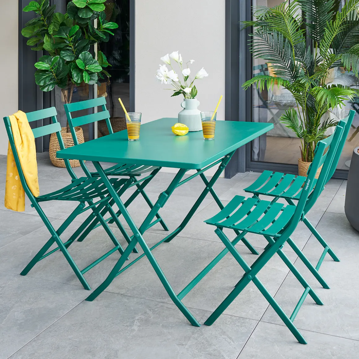 Ensemble table de jardin pliante rectangle + 2 chaises GREENSBORO Opale