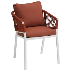 Ensemble table de jardin ronde + 8 fauteuils ORIENGO Acacia & Blanc