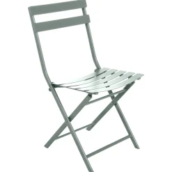 Ensemble table de jardin ronde + 4 chaises empilables GREENSBORO Vert Olive
