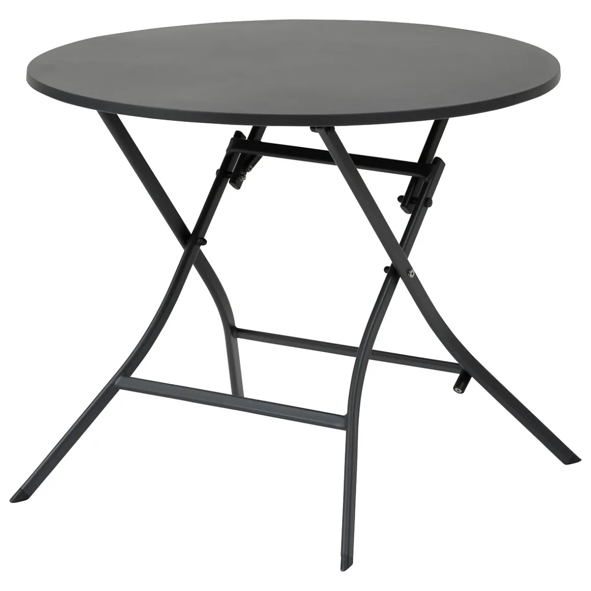 Ensemble table de jardin ronde + 4 chaises empilables GREENSBORO Graphite