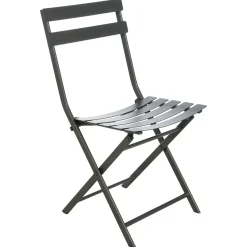 Ensemble table de jardin ronde + 4 chaises empilables GREENSBORO Graphite