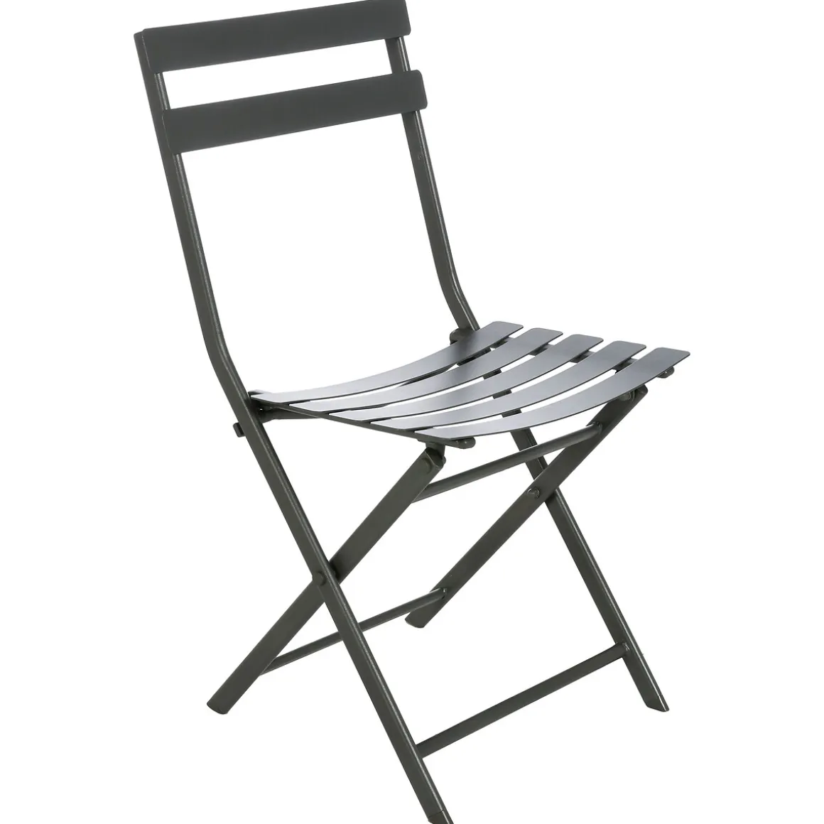 Ensemble table de jardin ronde + 4 chaises empilables GREENSBORO Graphite