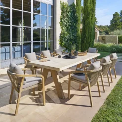 Ensemble table de jardin VENIZIA + 8 fauteuils PAPOUASIE Acacia